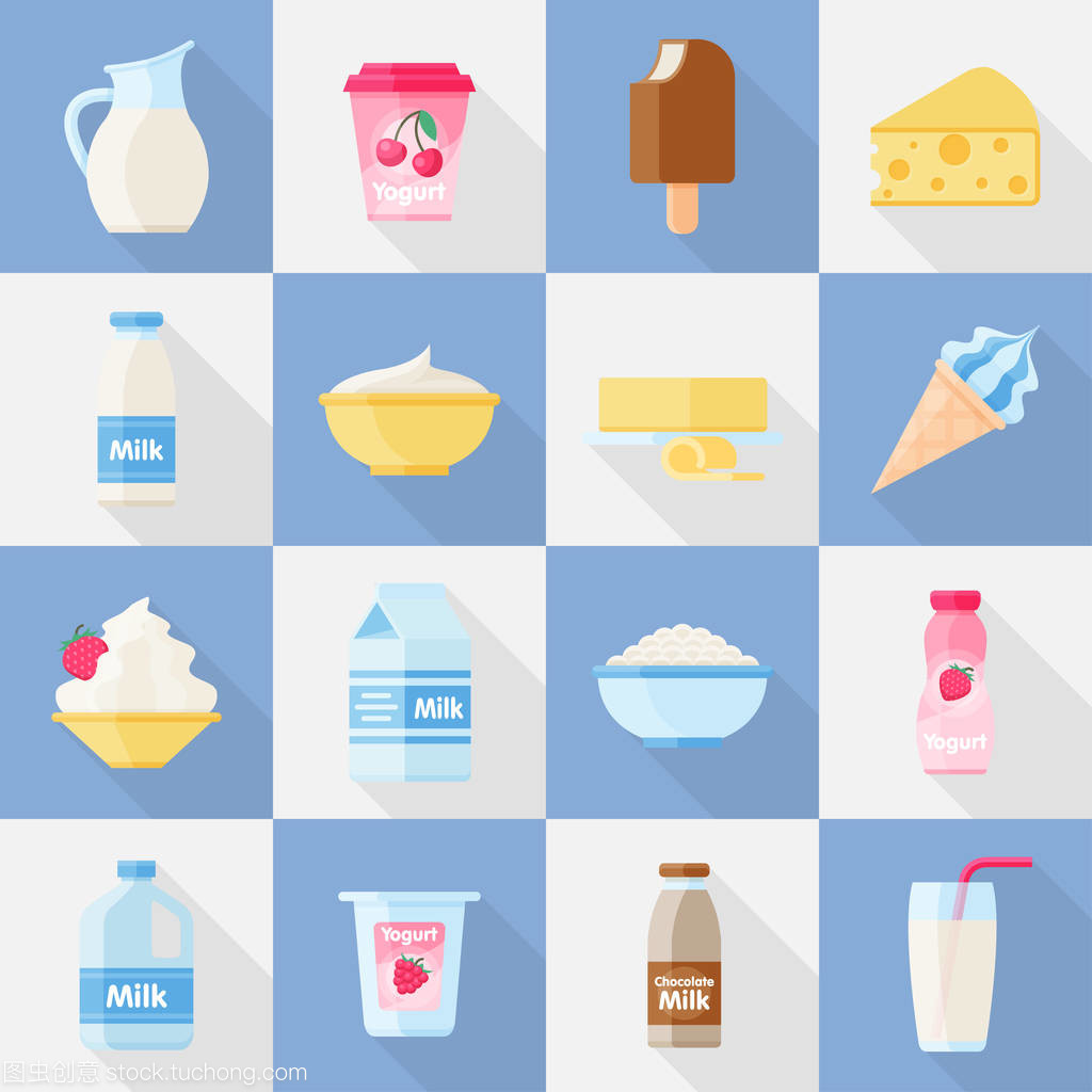 牛奶产品平面图标集